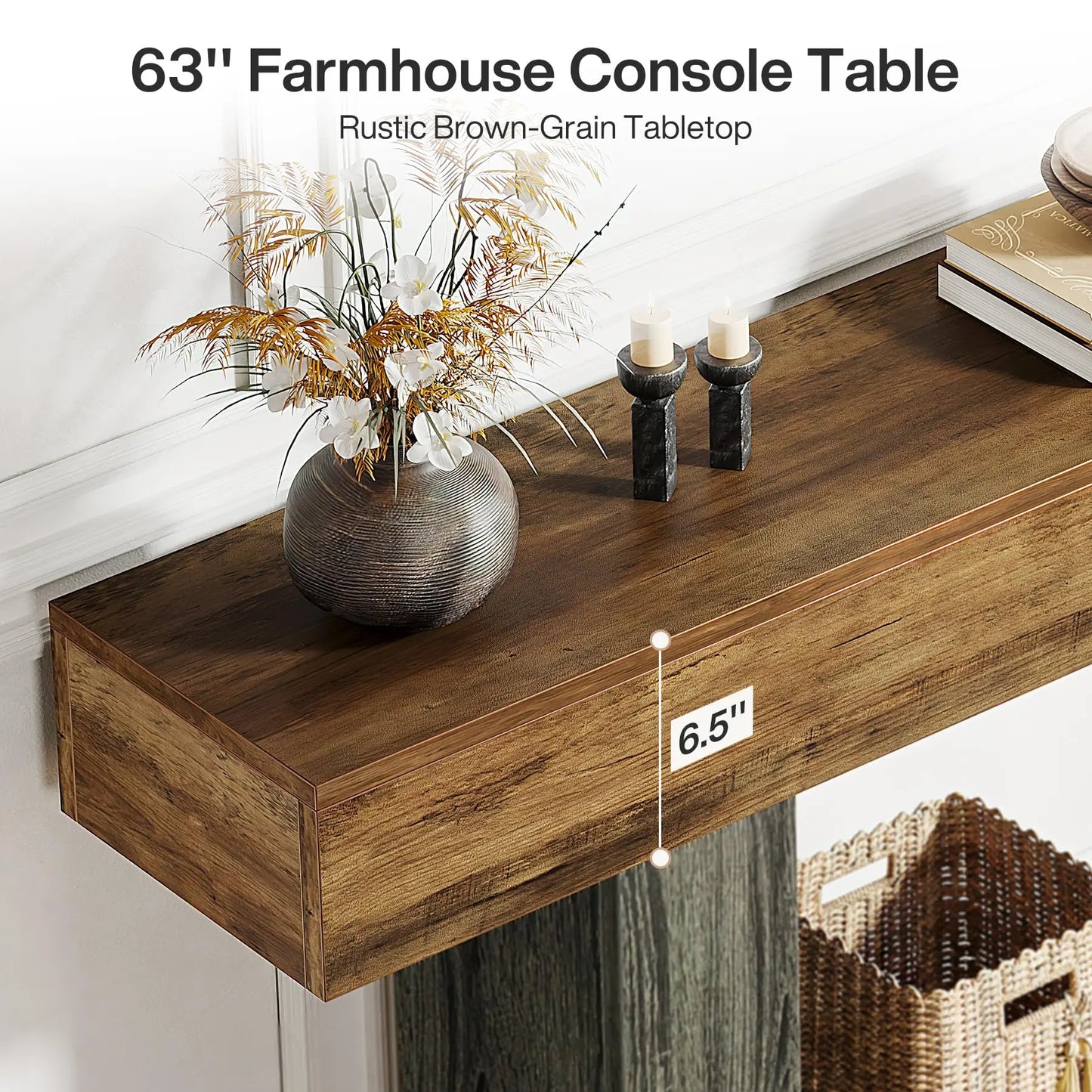 Tribesigns Farmhouse Console Table With U Shaped Base 2 Tier