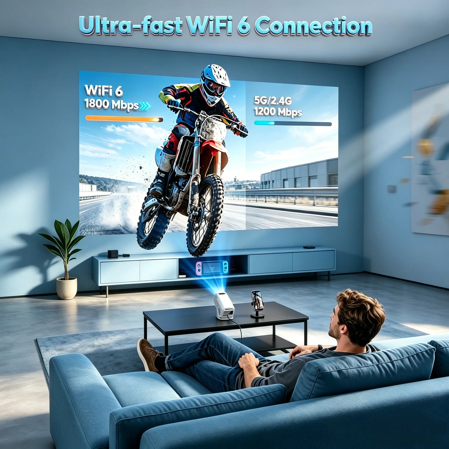 XGODY 4K Projector With 12000 Lumen Brightness And WiFi