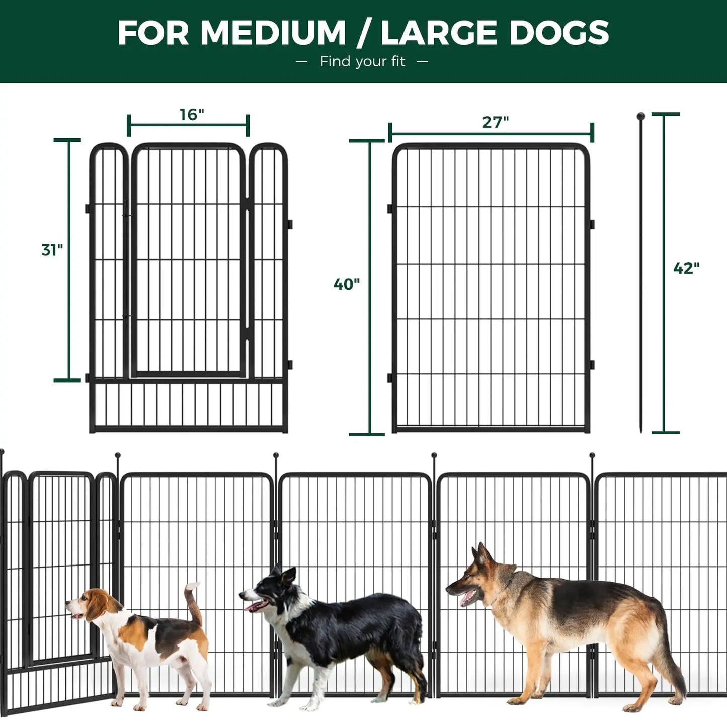 Studyset Dog Pet Fence Indoor Outdoor Portable Metal Exercise Pen