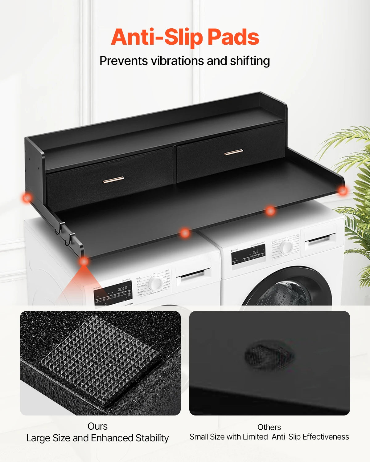 SucceBuy Washer Dryer Countertop With Drawer Shelf For Laundry Organization