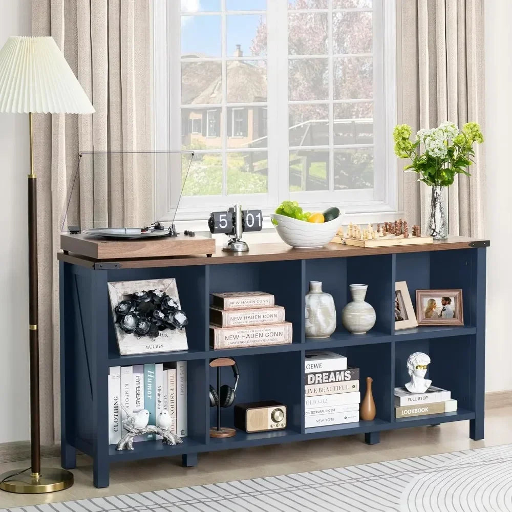 Rustic Wooden Shelf Console for Hallway and Living Room