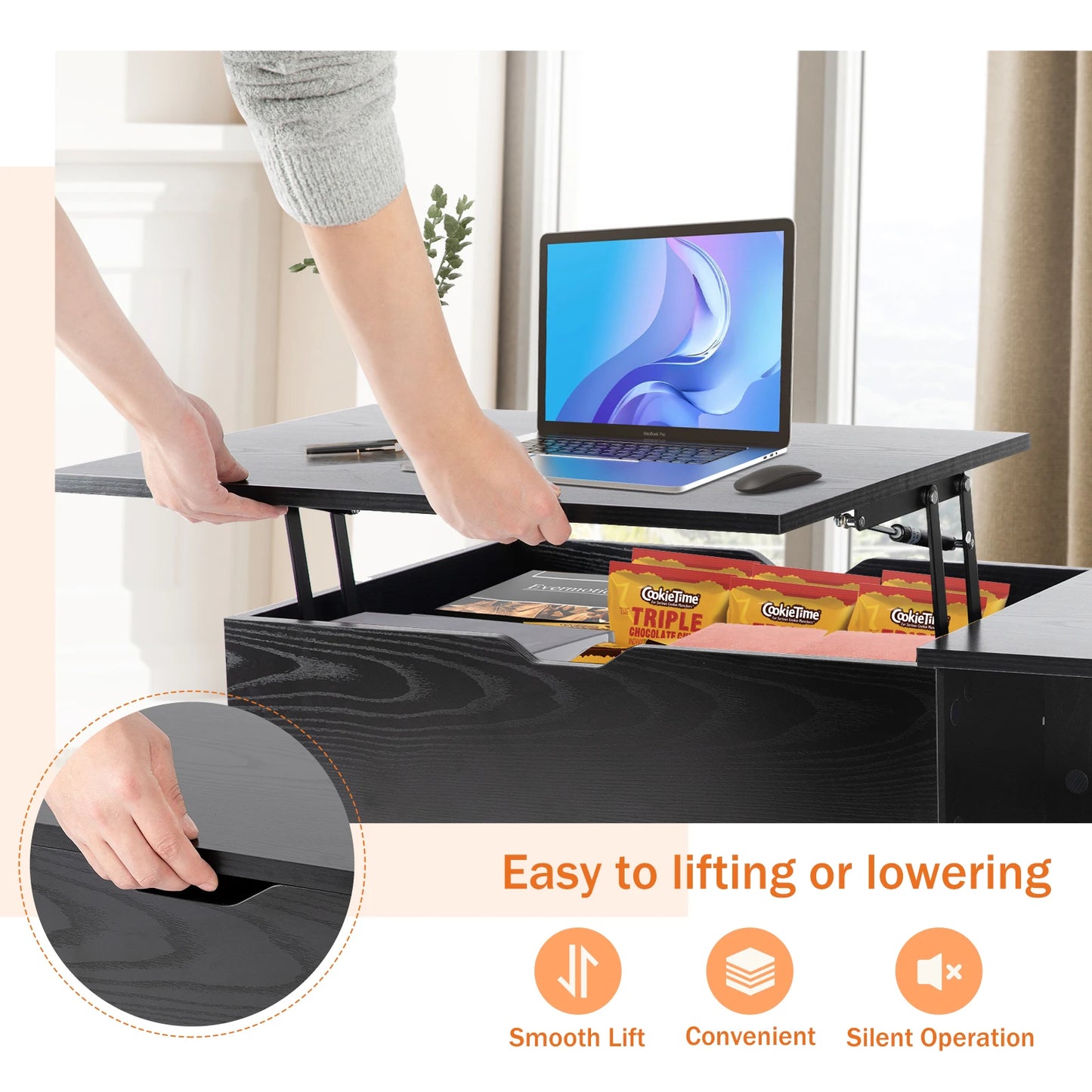 JHK Lift Top Coffee Table With Storage