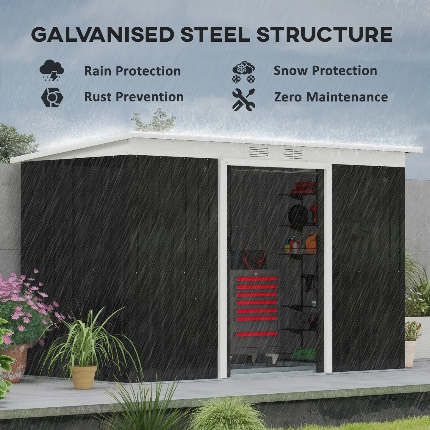 Outsunny Metal Outdoor Storage Shed With Lockable Doors