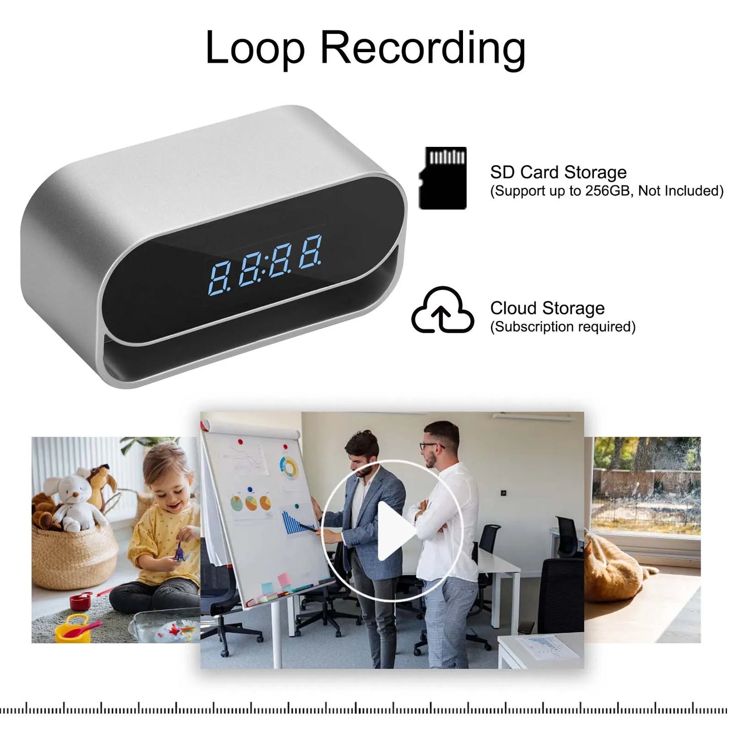 Ouvis 4K Camera Clock Surveillance WiFi Night Vision Motion Detection