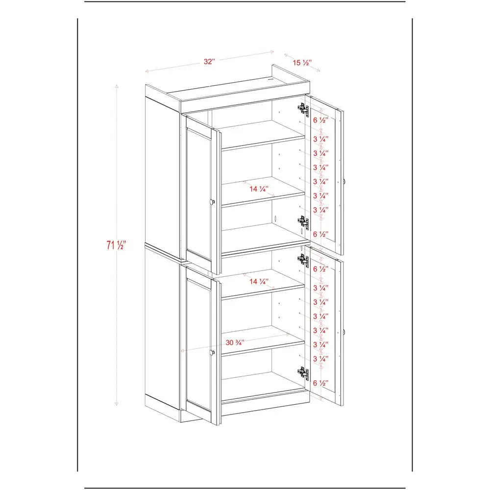 Natural Elegance Solid Wood Bathroom Pantry Cabinet With Four Doors