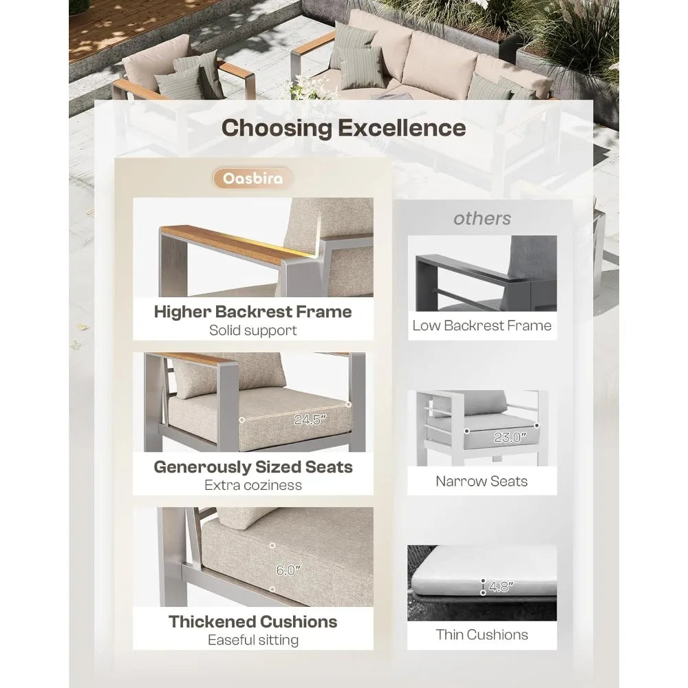 Aluminum Outdoor Patio Loveseat All Weather Sofa With Washable Cushion