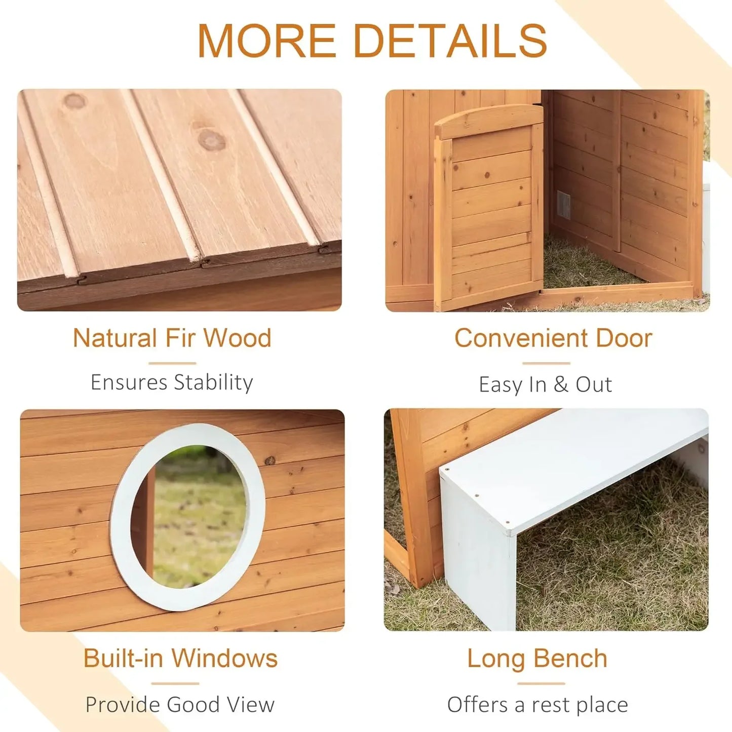 Wooden Outdoor Playhouse For Kids With Working Door And Windows