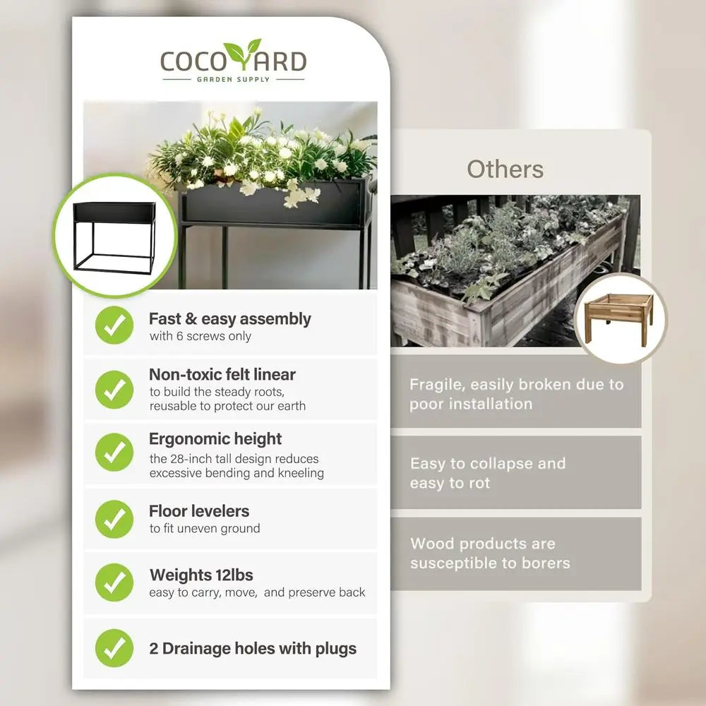 Durable Raised Garden Bed for Herbs and Flowers Outdoor Planter