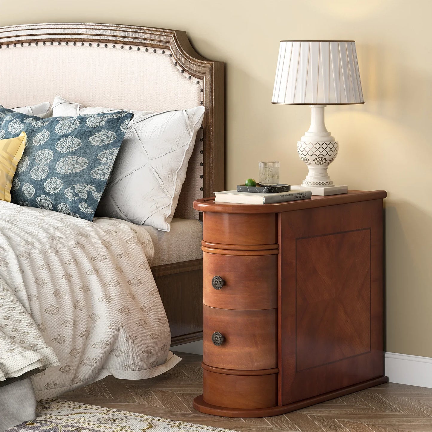 Tribesigns End Table With Drawer Modern Solid Wood Nightstand