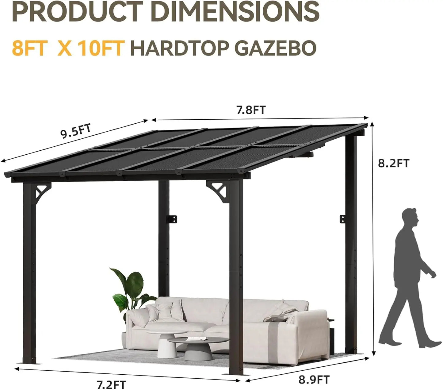 Aoxun Wall Mounted Gazebo Pergola For Outdoor Patio
