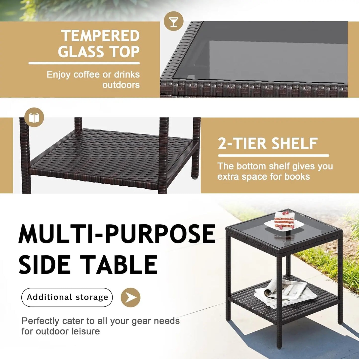 Patio Furniture Set Outdoor Wicker Chairs With Coffee Table