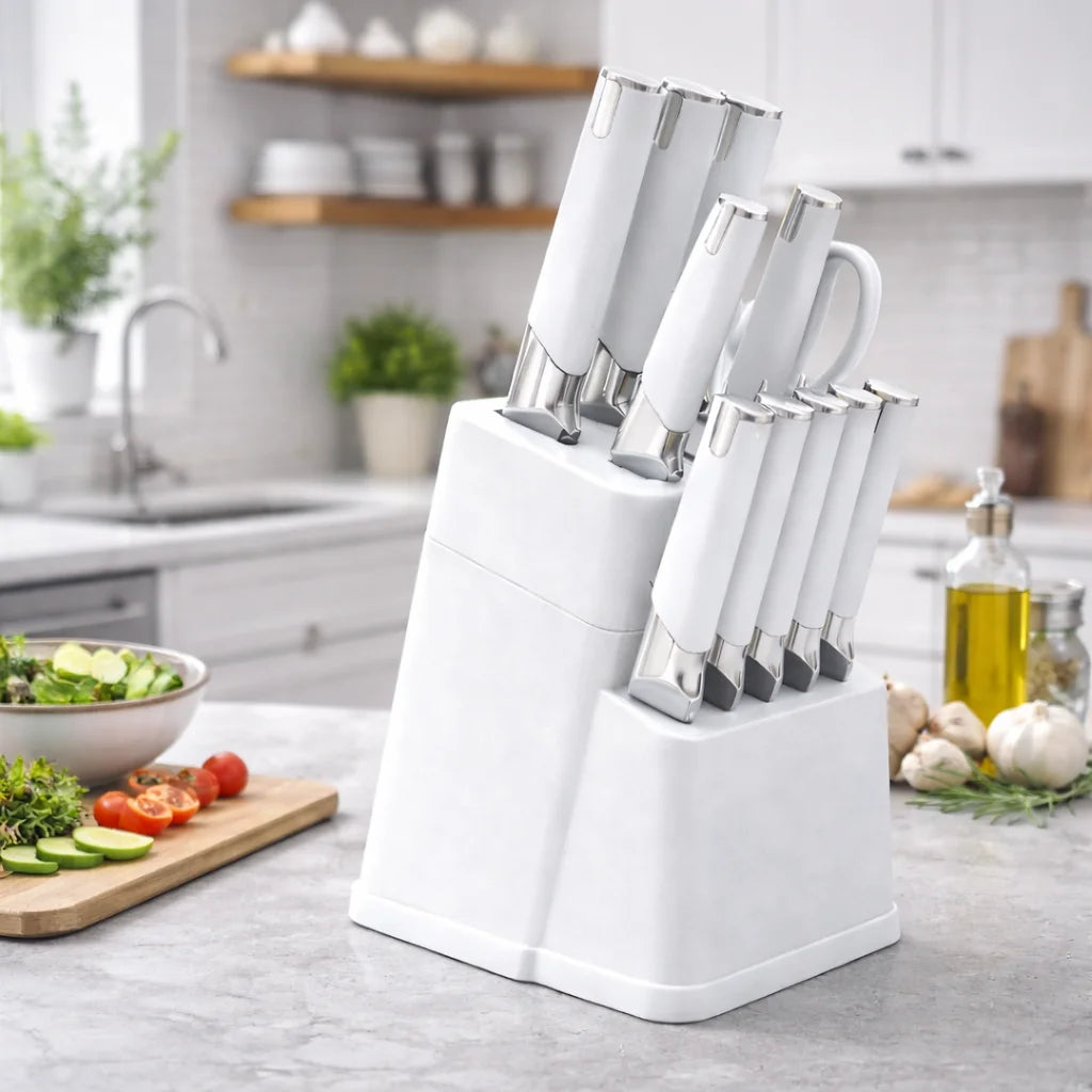 Professional Kitchen Knife Block Set With 6 Steak Knives