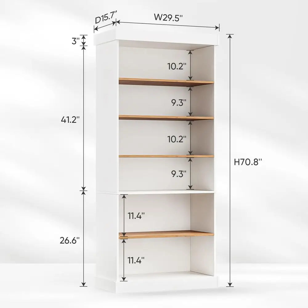 XMSJ Farmhouse Pantry Cabinet With Glass Doors And Adjustable Shelves