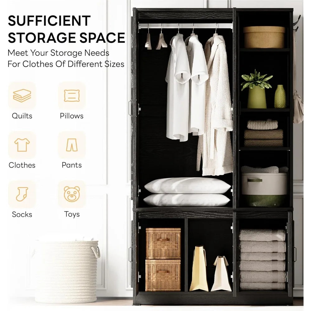 DAFIFY Armoire Wardrobe Closet With 4 Shelves And Hanging Rod