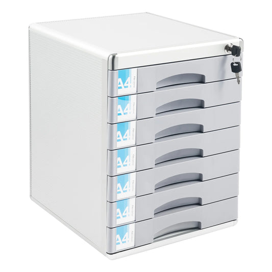 Aluminum Alloy Seven Tier Desktop Drawer Document Organizer With Locks