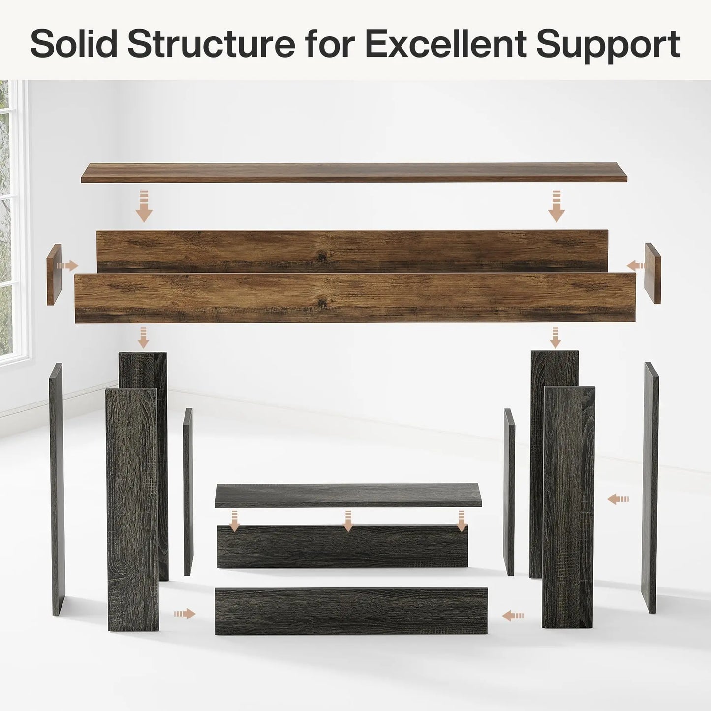 Tribesigns Farmhouse Console Table With U Shaped Base 2 Tier