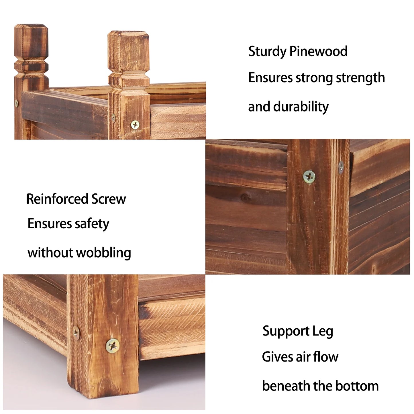 Wooden Raised Flower Bed Planter For Indoor And Outdoor Use