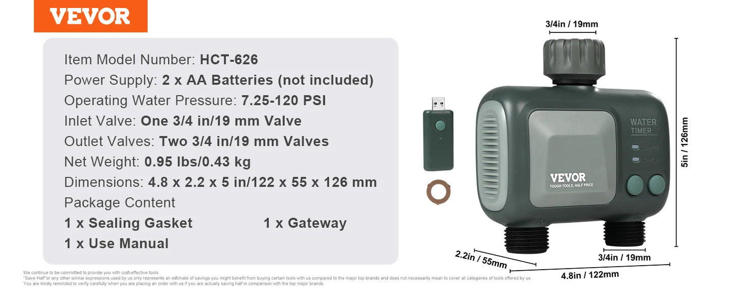 SucceBuy WiFi Sprinkler Timer For Hose Faucet IPX6 App Control