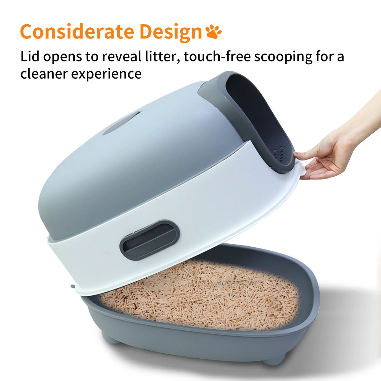 Enclosed Hooded Cat Litter Box With Front Entry And Scoop