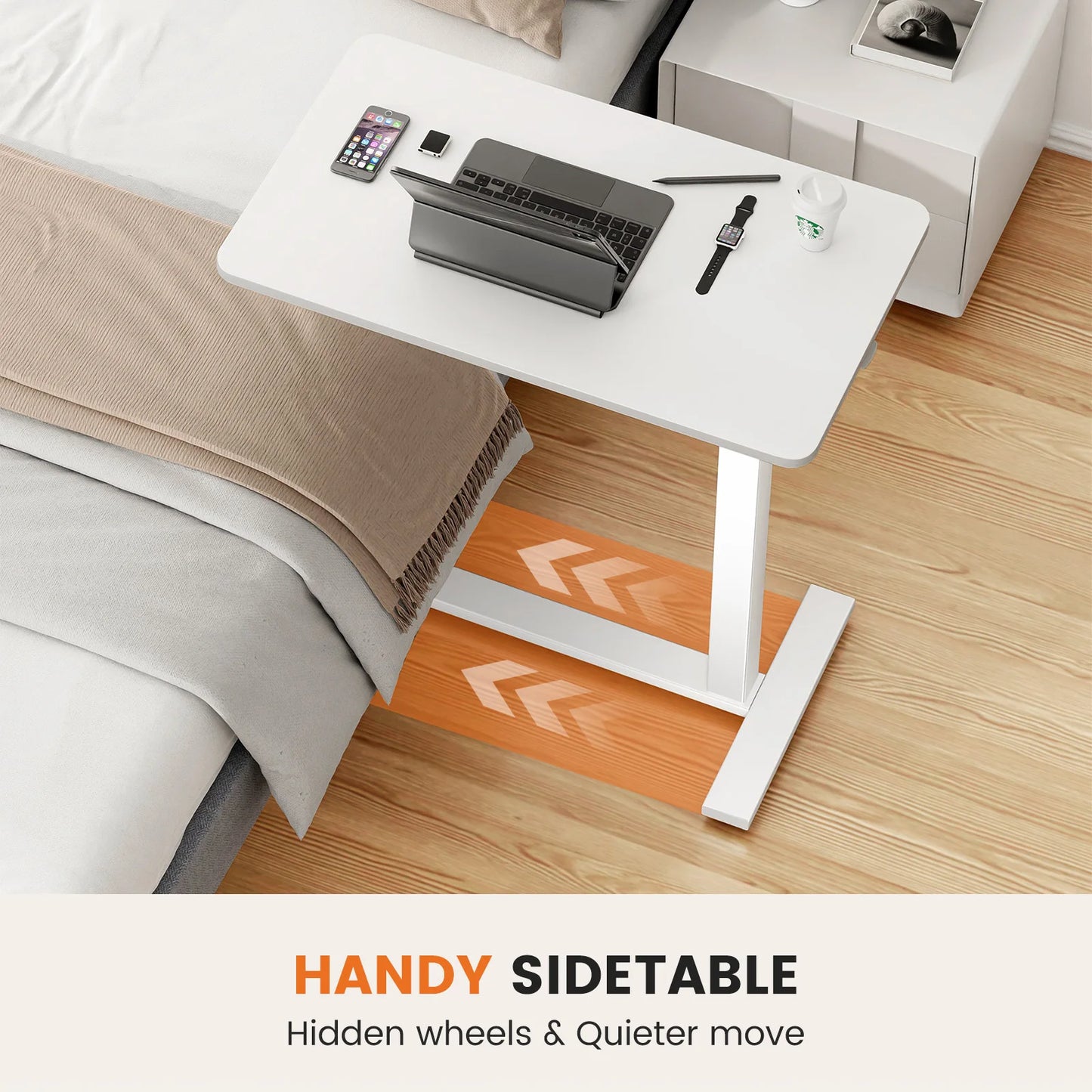 JHK Overbed Bedside Sofa Table With Adjustable Height Laptop