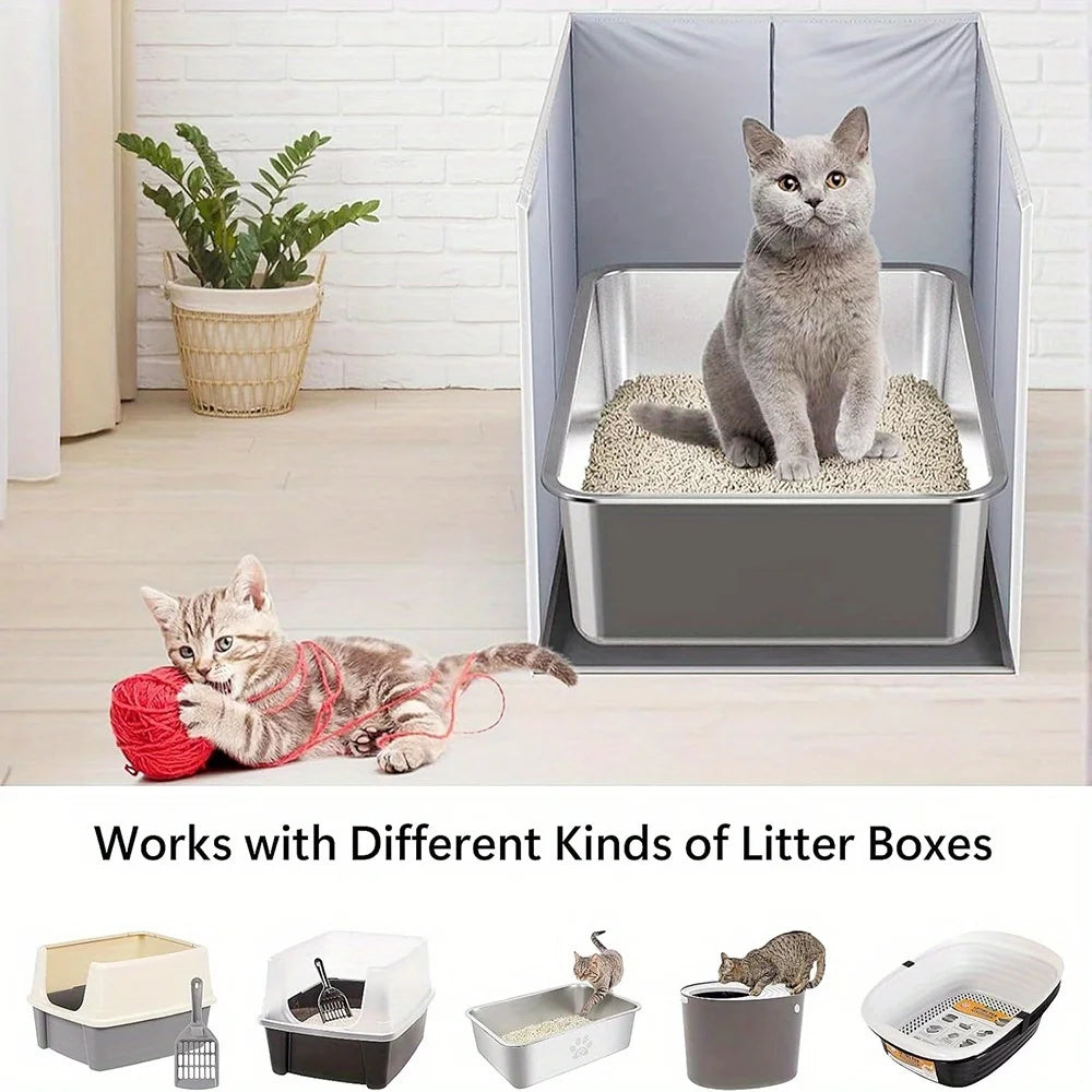Cat Litter Box Cover Fence With Odor Closure Dust Baffle