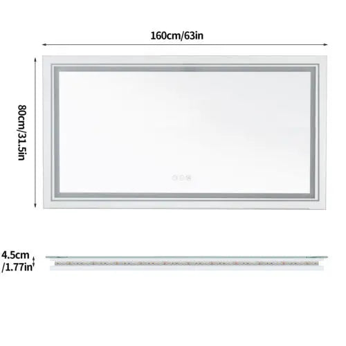 LED Bathroom Mirror With Front And Backlit Lights Wall Mounted Anti Fog