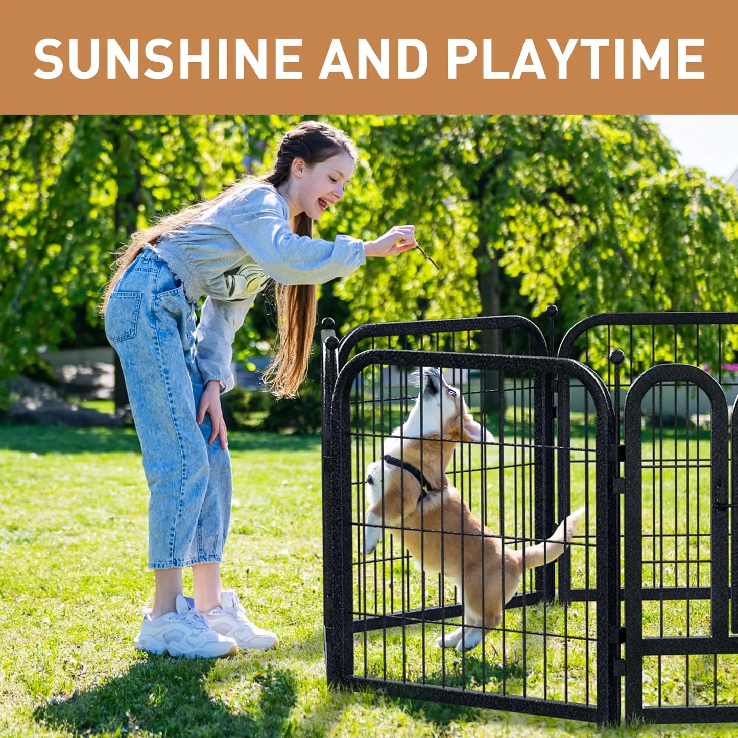Studyset Dog Pet Fence Indoor Outdoor Portable Metal Exercise Pen