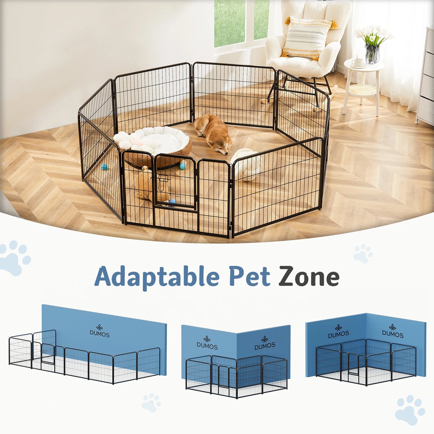 JHK Eight Panel Foldable Dog Pen For Indoor Outdoor Use