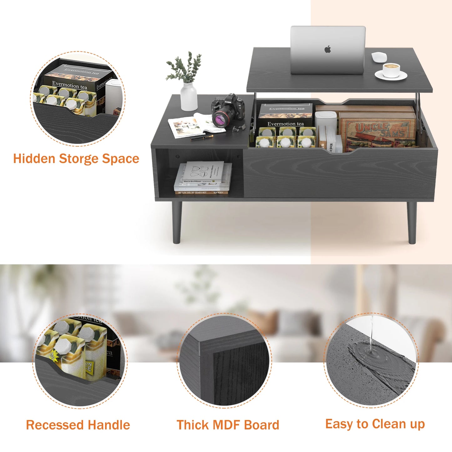 JHK Lift Top Coffee Table With Storage