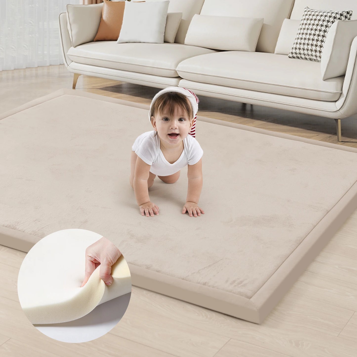 PaPaMat Memory Foam Playpen Carpet With Non Slip Velvet Backing Living Room