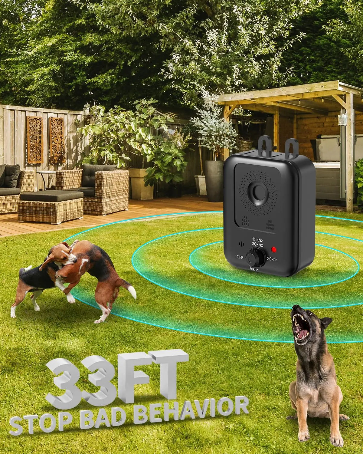 PetEdu Automatic Dog Bark Deterrent Ultrasonic Device Indoor Outdoor