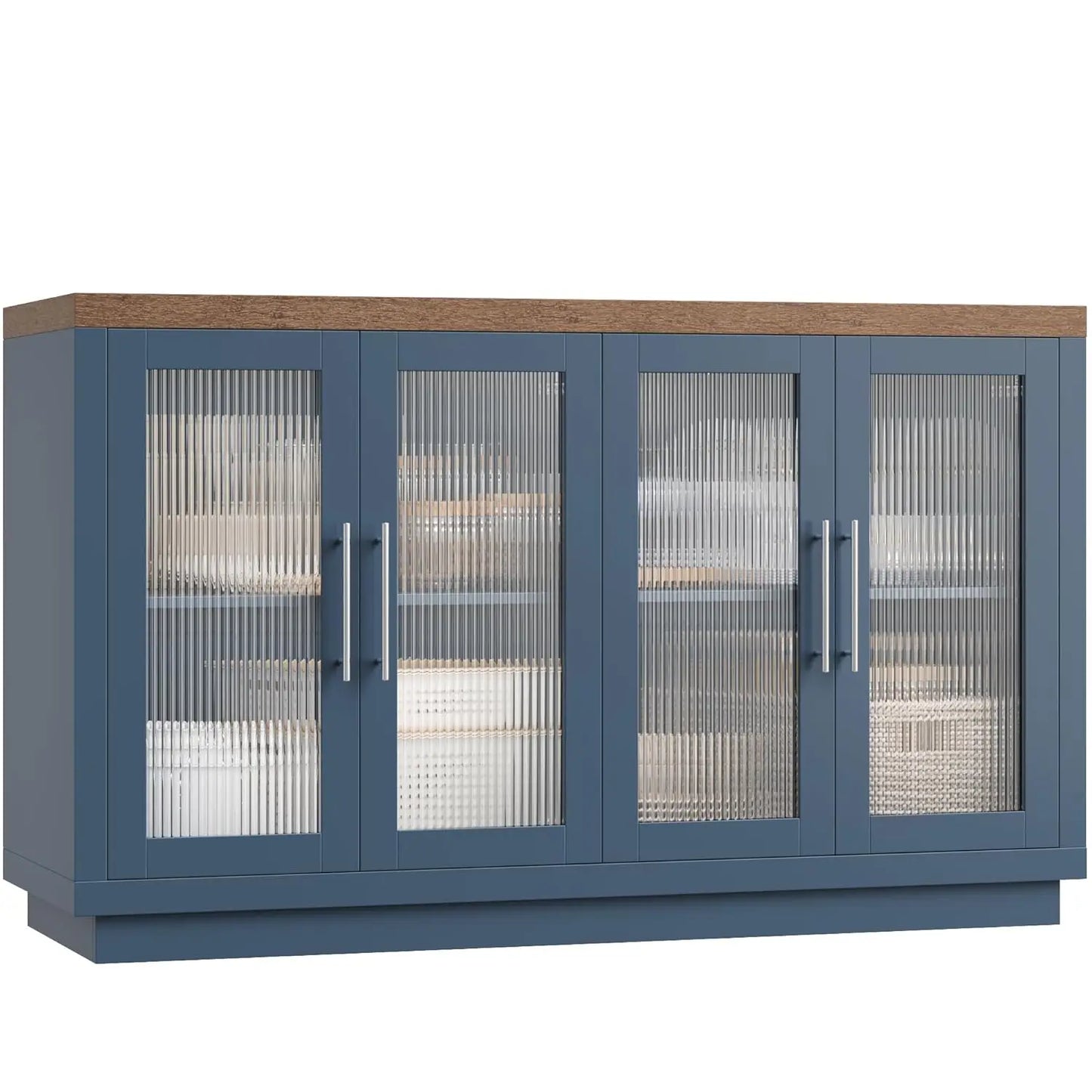 Modern Fluted Glass Doors Buffet Cabinet For Kitchen Storage