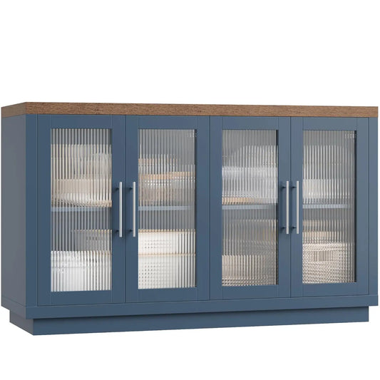 Modern Fluted Glass Doors Buffet Cabinet For Kitchen Storage