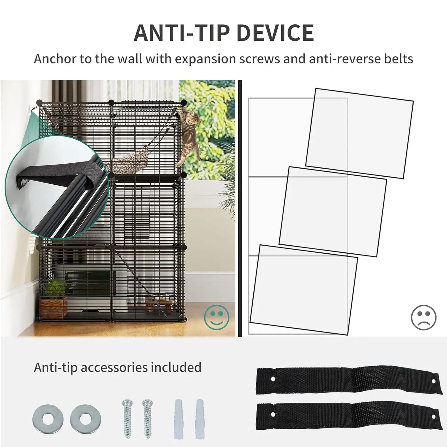 Indoor Pet Enclosure DIY Playpen Metal Kennel With Hammock Cats