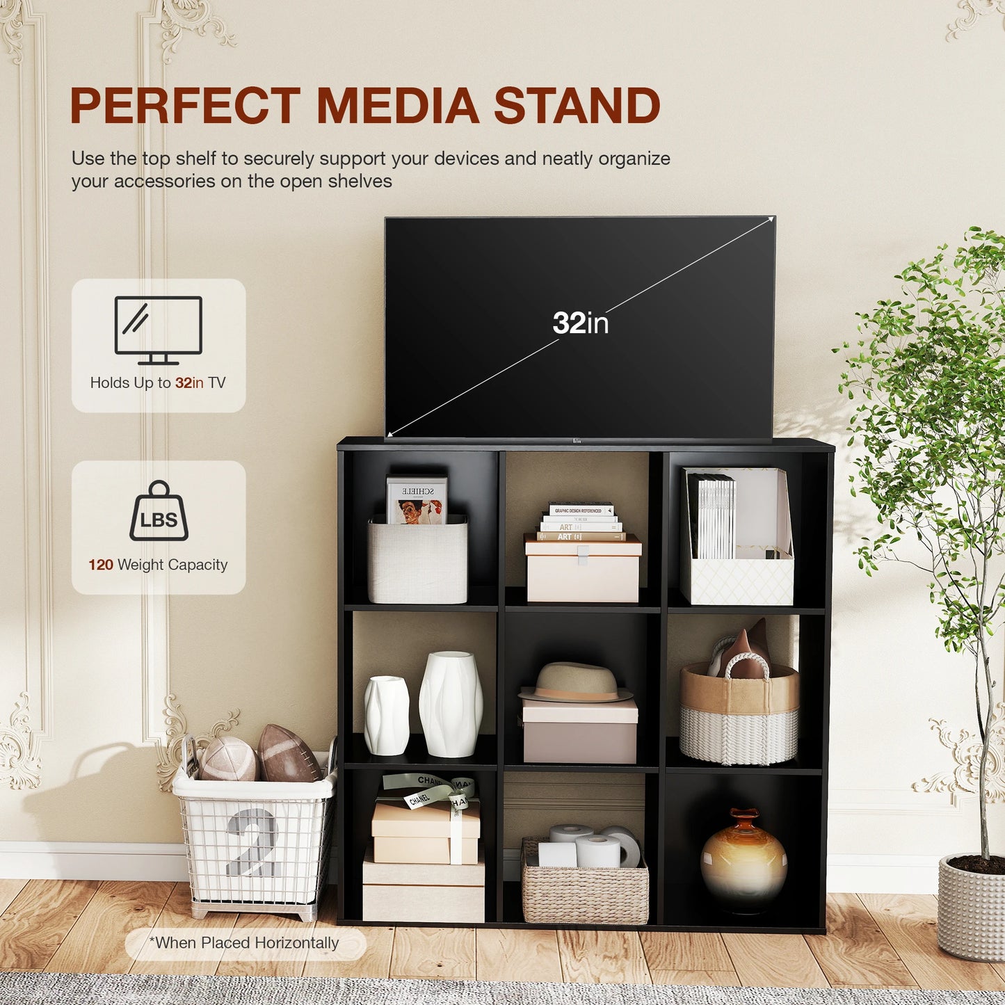 JHK Wood Storage Organizer Bookcase For Living Room And Office