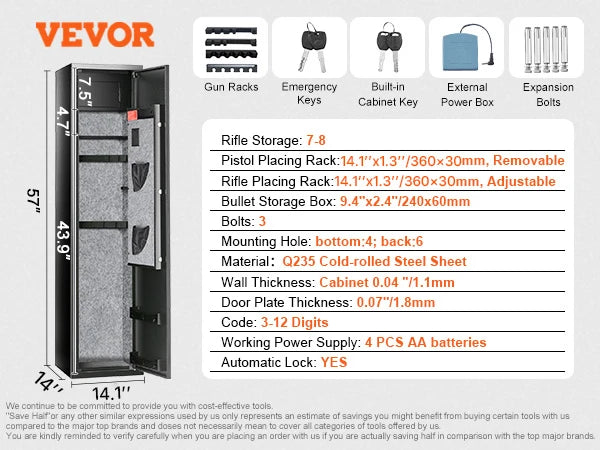 SucceBuy Gun Safe For Rifles With Digital Keypad