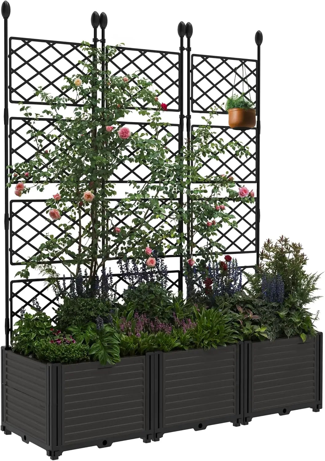 Twister.CK Plastic Planter Box With Trellis Rack For Garden