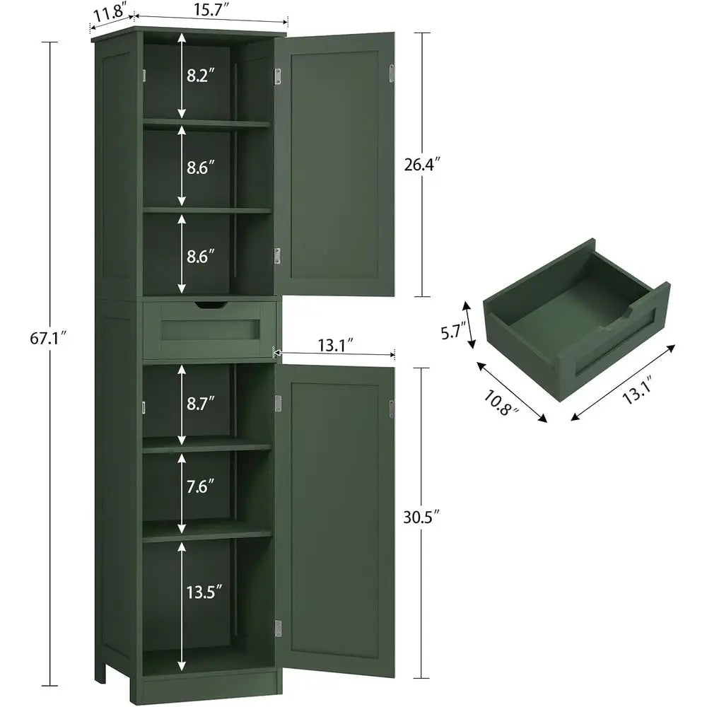 Bathroom Storage Cabinet 2 Doors 1 Drawer Adjustable Shelves