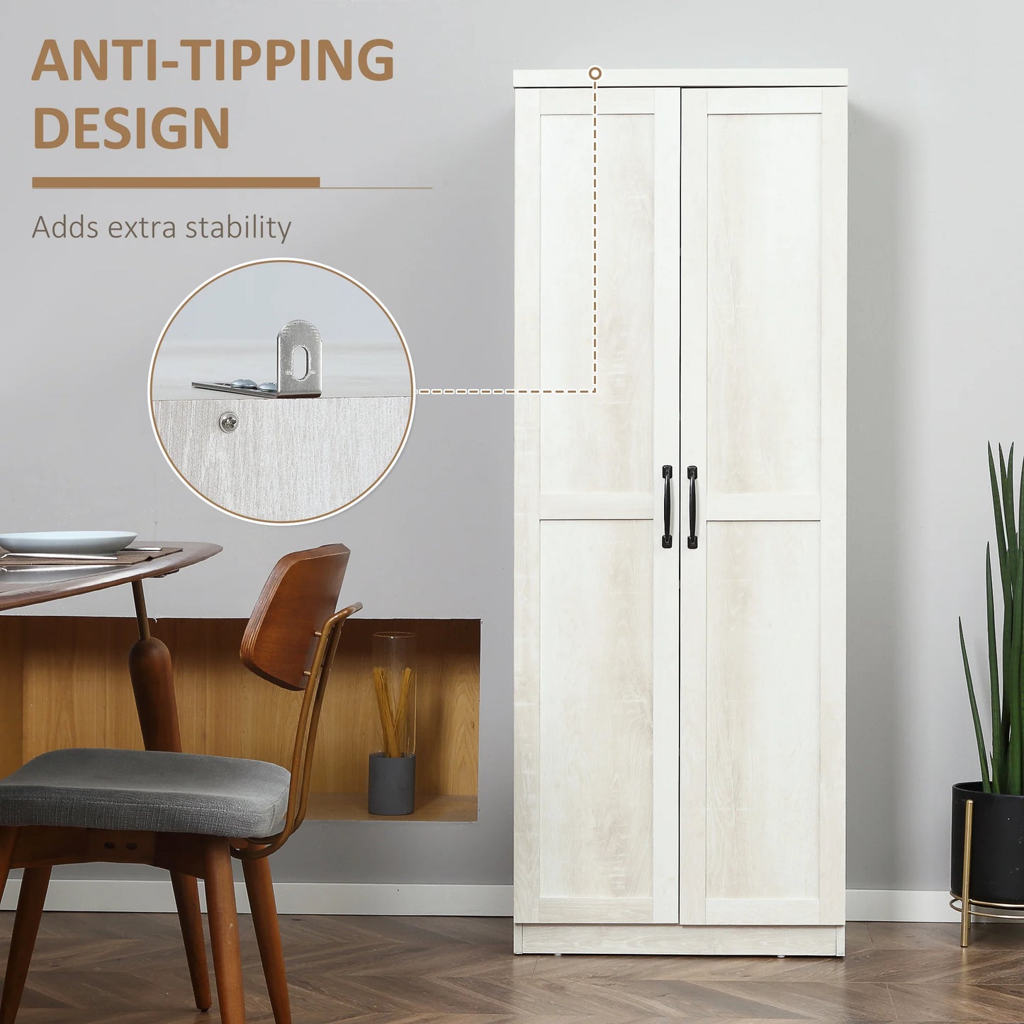 HOMCOM Rustic 2-Door Kitchen Freestanding Storage Cabinet