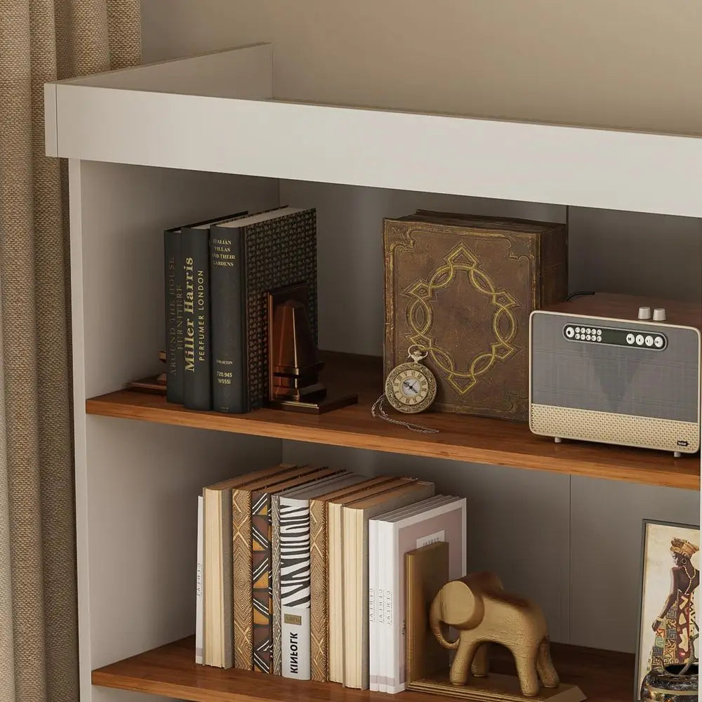 XMSJ Farmhouse Pantry Cabinet With Glass Doors And Adjustable Shelves