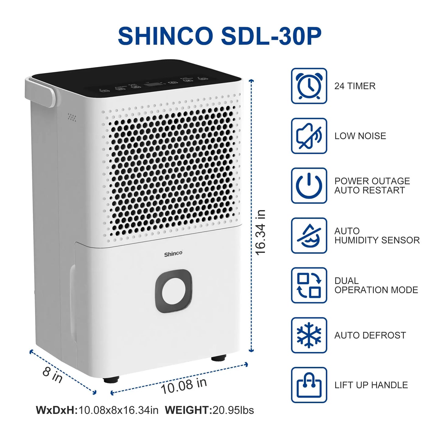 Shinco 30 Pint Dehumidifier For Home And Basements