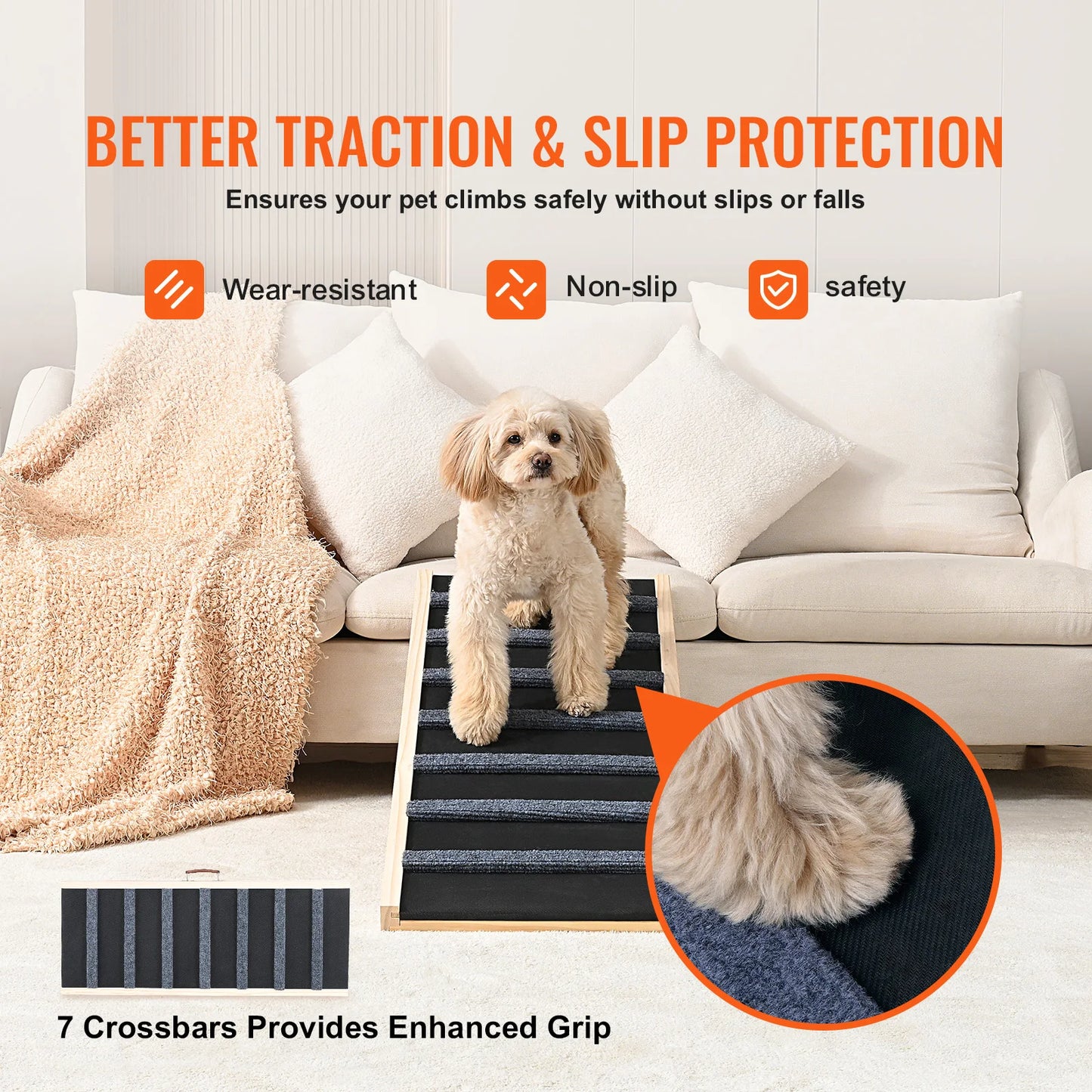 SucceBuy Folding Dog Ramp With Anti Slip And Adjustable Height