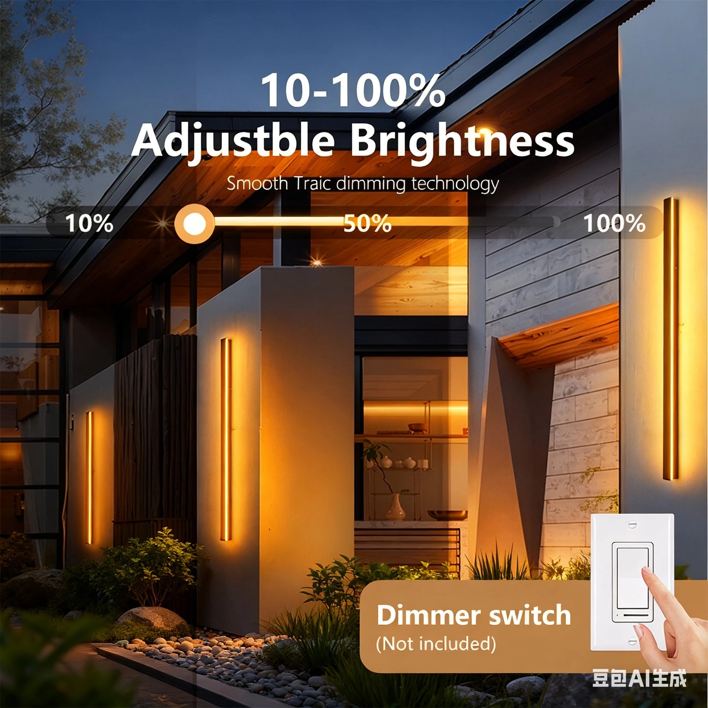 IISINUO Outdoor Porch Wall Light Smart Dimmable IP67 Stainless Steel