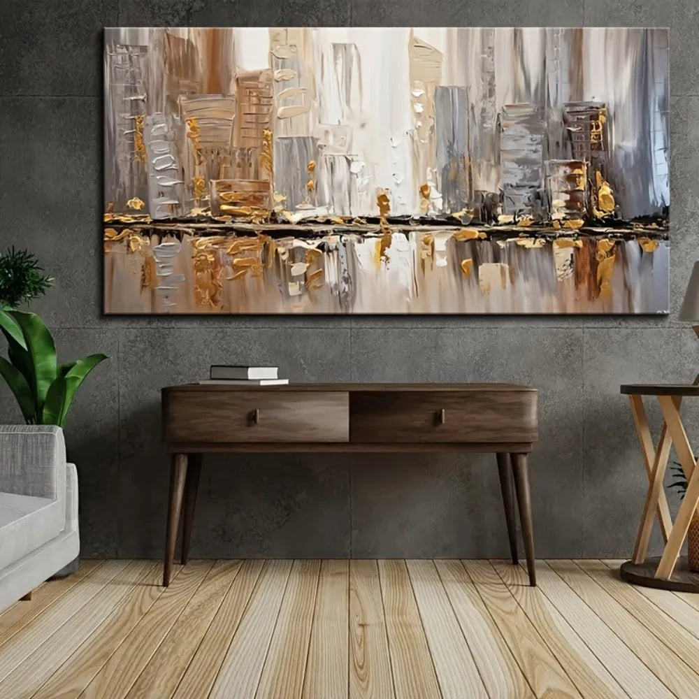 Modern Abstract Art Deco Oil Painting On Pine Frame