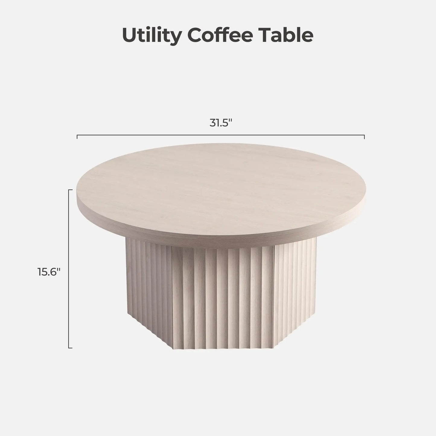Round Fluted Coffee Table Modern Center Table For Living Room