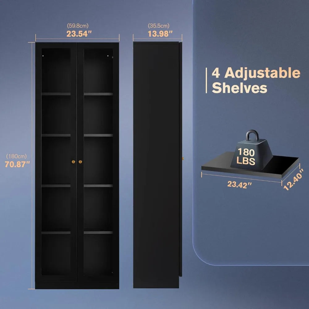 5-Tier Metal Curio Cabinet With Adjustable Shelves