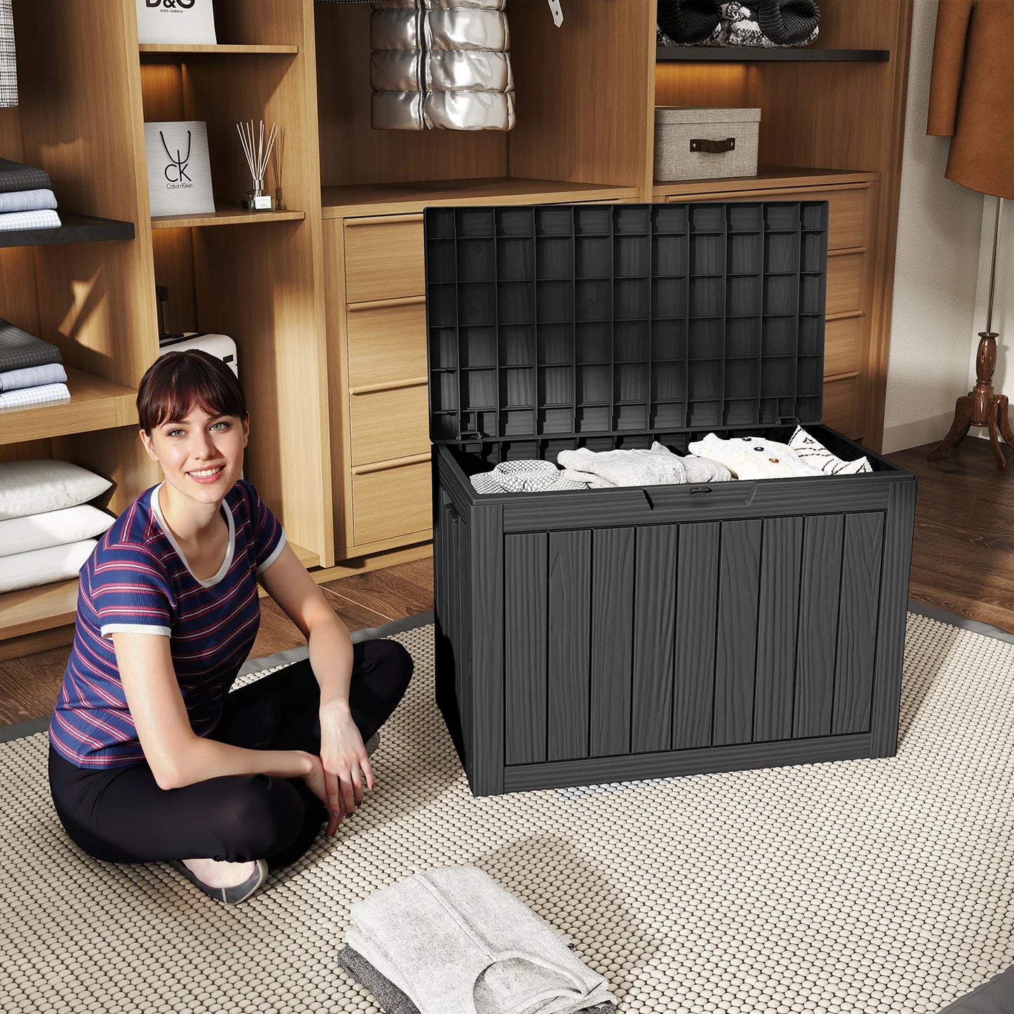 Lockable Outdoor Resin Storage Box For Patio Furniture And Tools