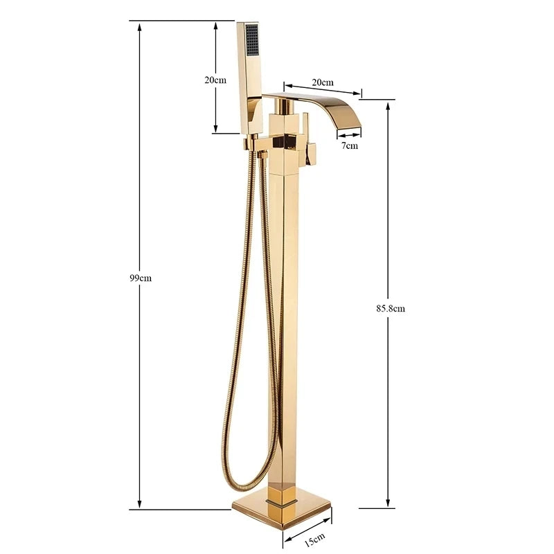 SHBSHAIMY Chrome Floor Mounted Bathtub Faucet With Handshower Two Function