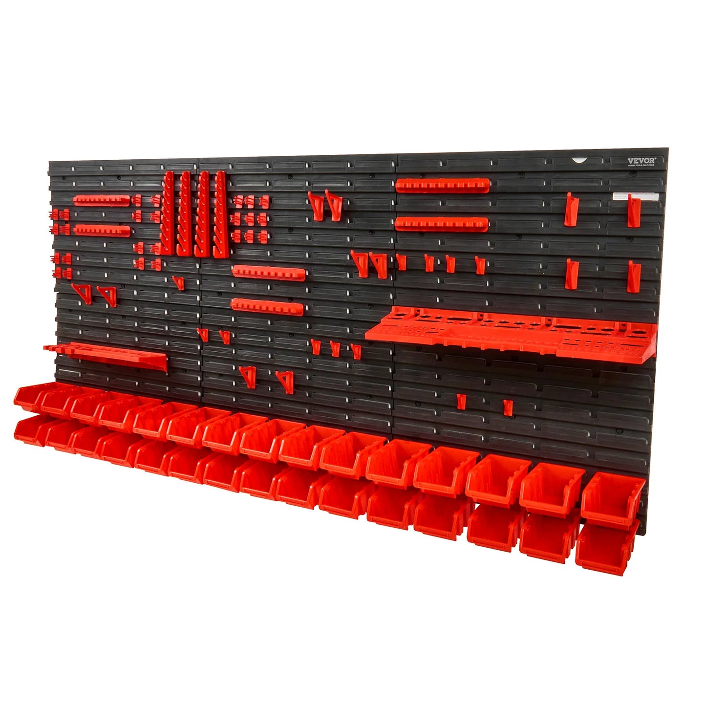 SucceBuy Wall Mounted Storage Bins Organizer With Panels And Hooks