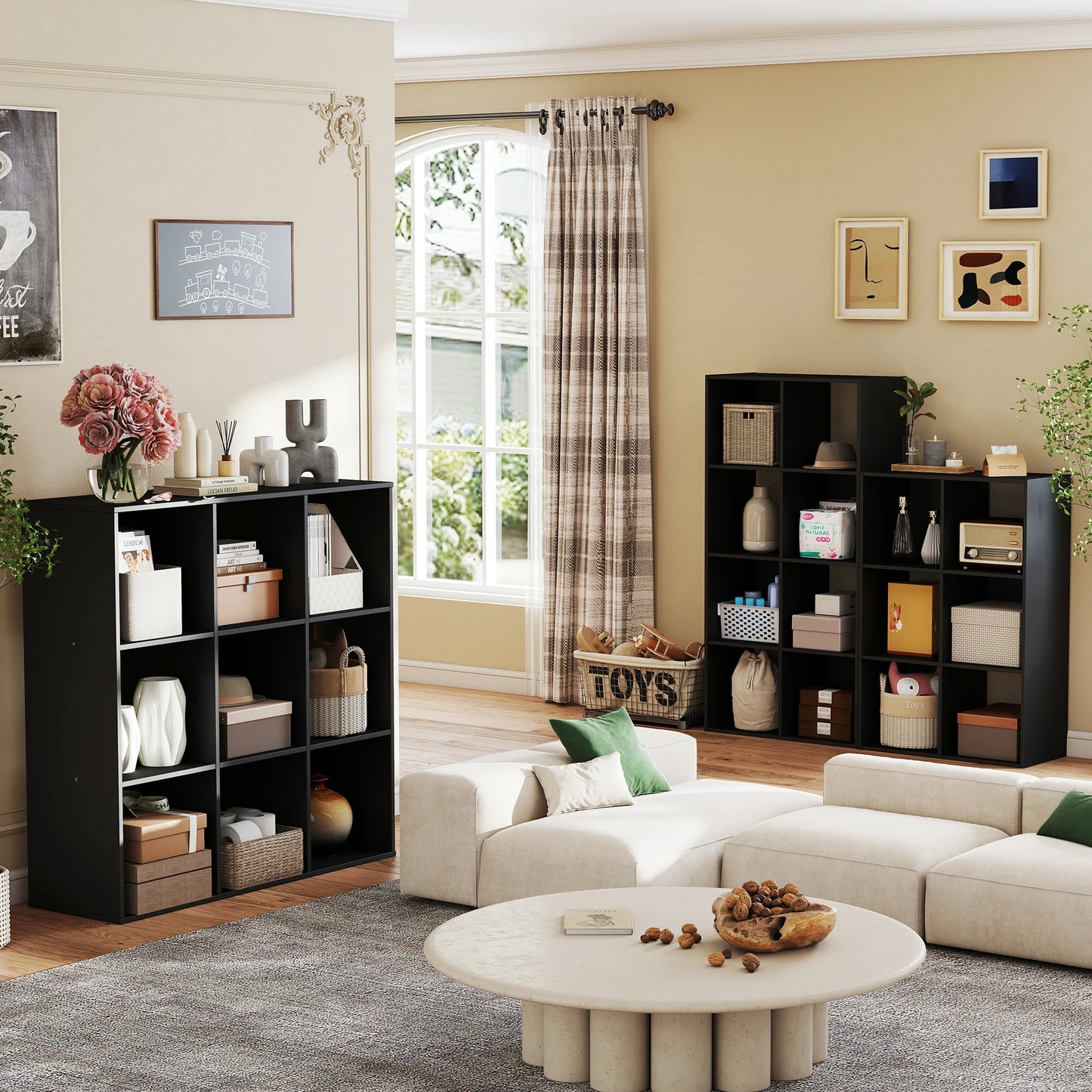 JHK Wood Storage Organizer Bookcase For Living Room And Office